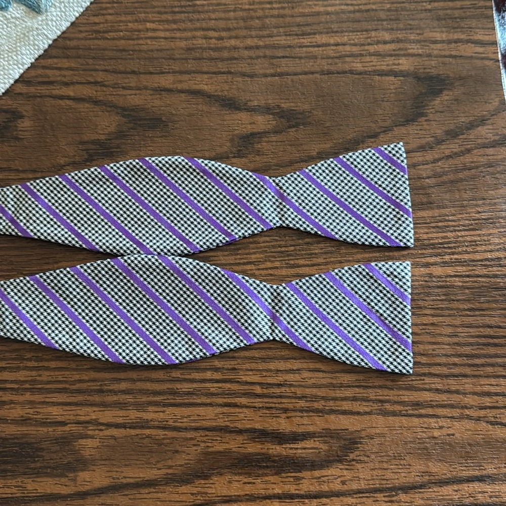 Ben Sherman Purple and Black Geometric Bow Tie. - Picture 3 of 4